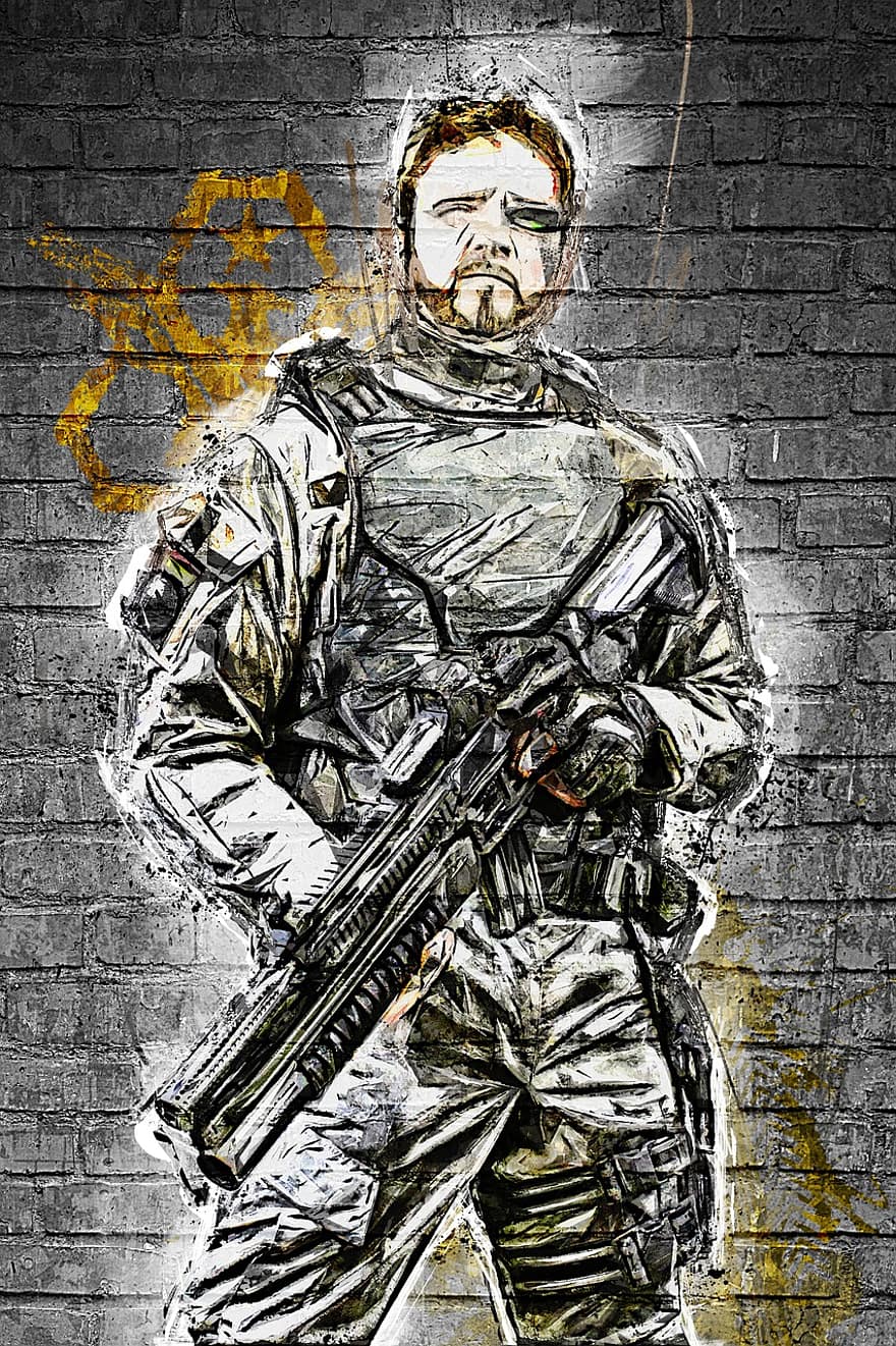 Soldier, War, Battle, Weapon, Military, Army, Man, Male, Creativity, Artwork, armed forces