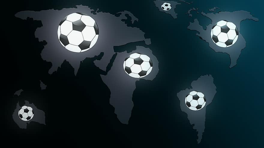 voetbal, wereldkaart, wereldwijd, sport