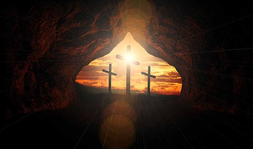 krzyże, ukrzyżowanie, zmartwychwstanie, Wielkanoc, Jezus, jaskinia, Chrystus, chrześcijaństwo, dobry piątek, wiara, religia