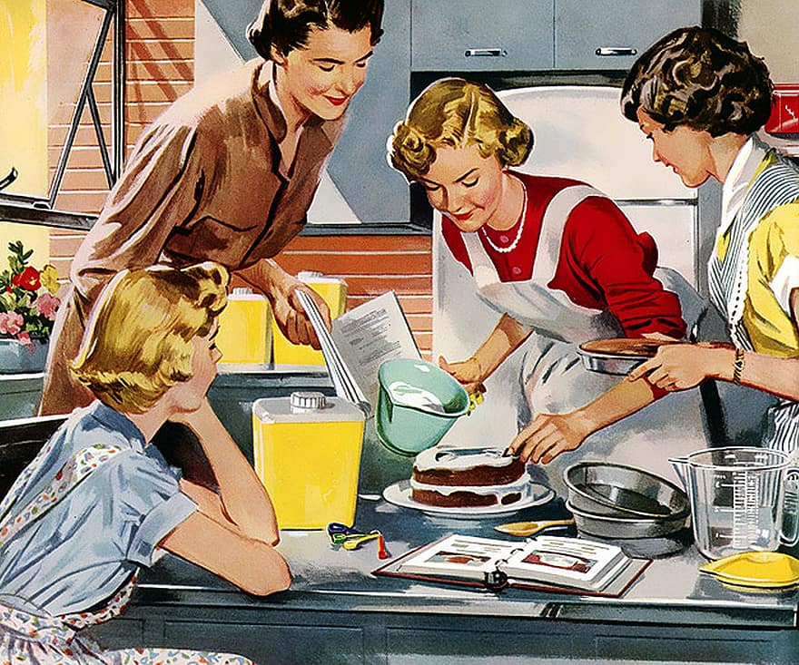 Retro, Vintage, Home, Cake, Dessert, Decorating, Icing, Family, Mom, Cooking, Kitchen