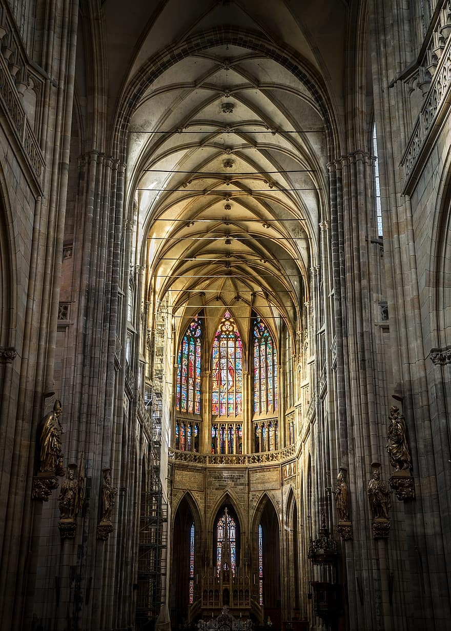 Praha, st vitus katedrála, katedrála, Česká republika, Evropa, hlavní město, praha, architektura, kostel, nave, víra