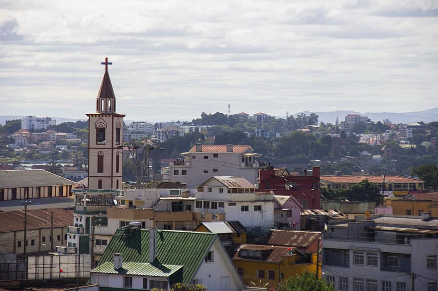 templom, épület, város, Antananarivo, Tanana, távlati, utazás, Madagaszkár