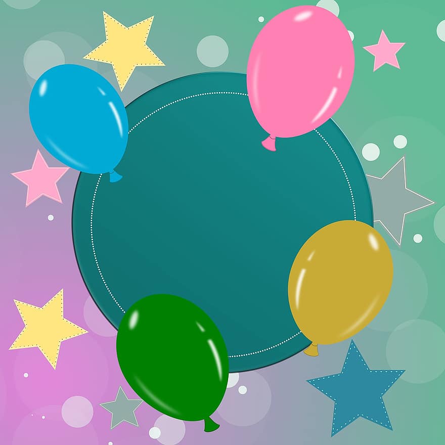 mapa, narozeninové přání, narozeniny, blahopřání, balón, balóny, hvězda, označení, večírek