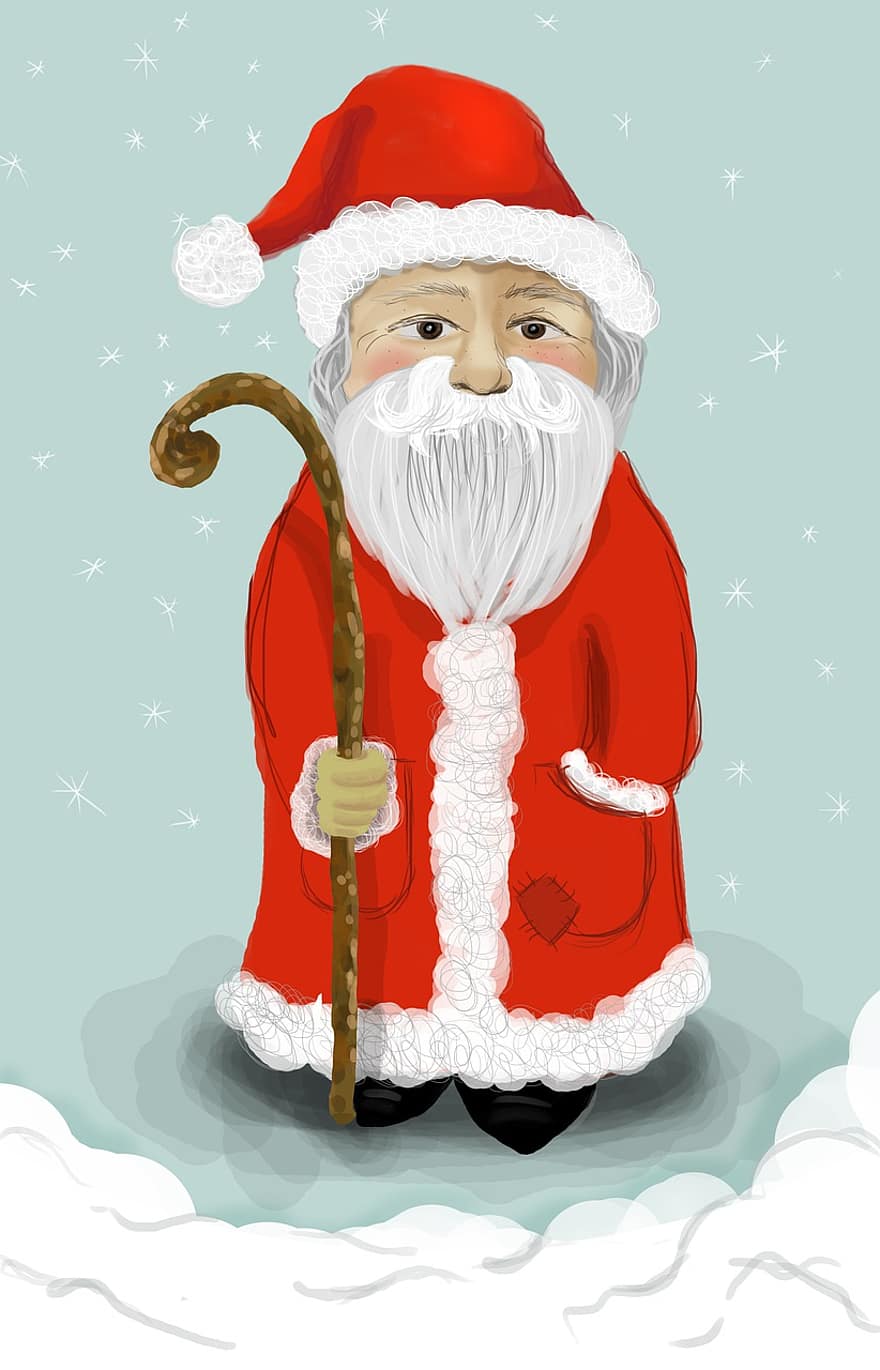 klaus, Kalėdų Senelis, Santa, žiemą, Nikolajus, sniegas, snukis, linksmų Kalėdų, Kalėdos, lizdas, šalčio