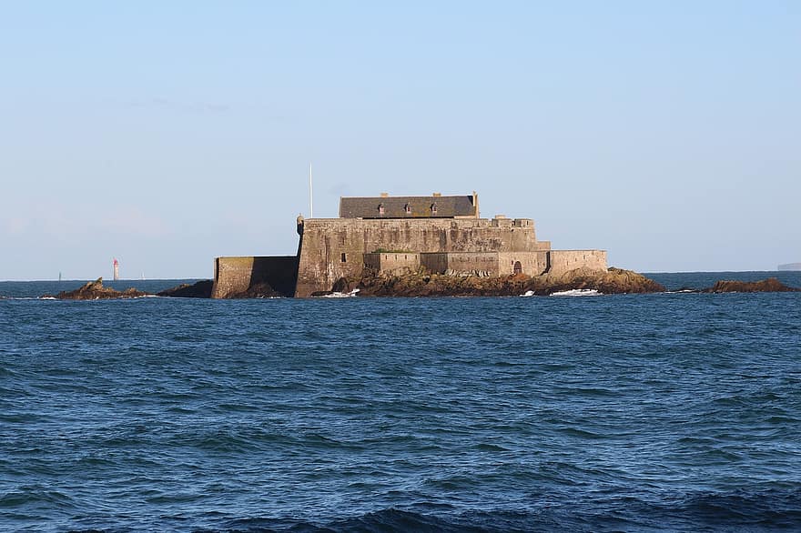 mare, Saint-Malo, castello, architettura, fortificazione, punto di riferimento, oceano, paesaggio marino