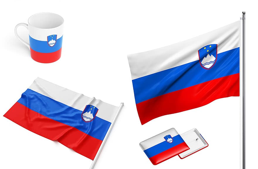 eslovénia, país, bandeira, Distintivo de Pin, caneca, copo, mastro de bandeira, bandeira nacional, símbolo, independência, dia Nacional
