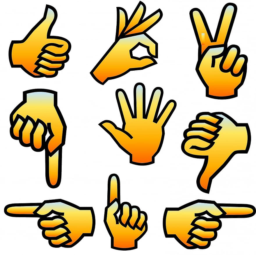 기호, 손가락, 왼쪽, 인간의, 인사, 손목, 무지, 내려가는, 중간, 생기 있는, 상징