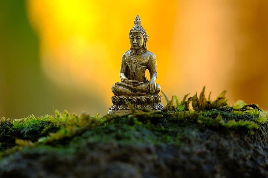 Buddha, szobor, vallás, buddhizmus, természet, lelkiség, meditál, szabadban, kultúrák, közelkép, zöld szín