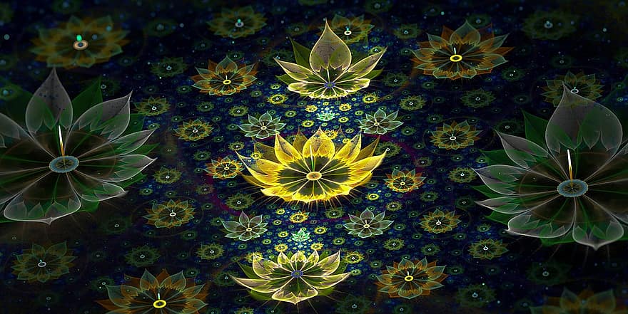 fractal, zemūdens, ziedi, abstrakts