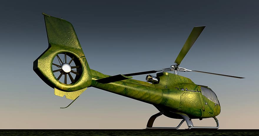 elicottero, rotore, rotori, aereo, cabina di pilotaggio, volo, 3d