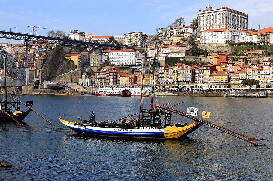 Boot, Fluss, Gebäude, Brücke, alte Stadt, Stadt, städtisch, die Architektur, Porto, Wasserfahrzeug, Wasser