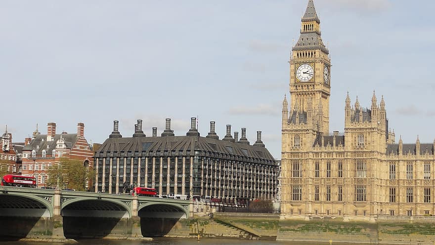 sněmovna, Londýn, westminster, parlament, mezník, hodiny, big ben, cestovní ruch