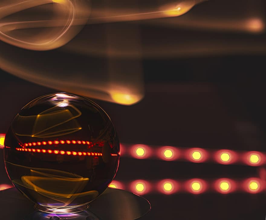 bola de vidro, bola, esfera, luzes, reflexão, espelhamento, colorida, bola de cristal