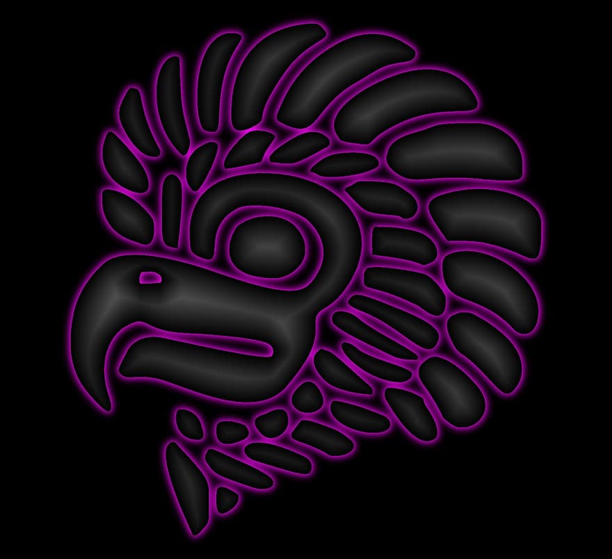 mexicain, Tête d'aigle, symbole, animal héraldique, stylisé, rose, indigène, artistiquement, art, chamanique, archaïque