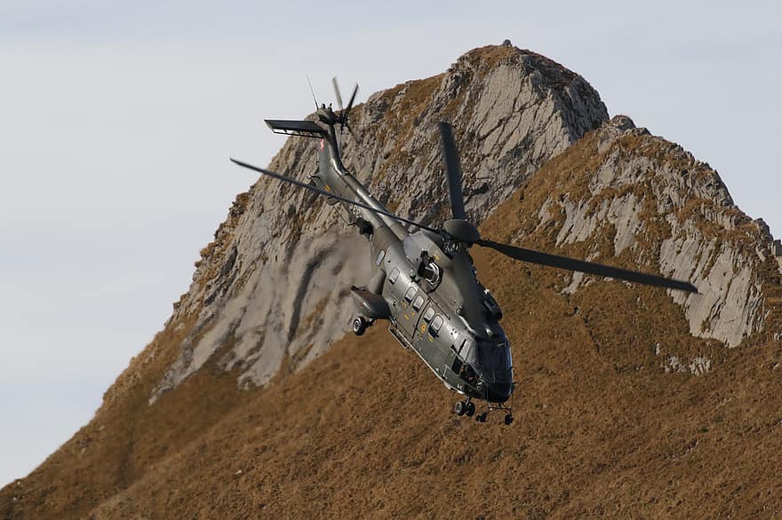 eurocopter, Grande puma, Cuogar, como 332, As 532 Transporte, helicóptero, polivalente, turbina, militares, força do ar, Suíça