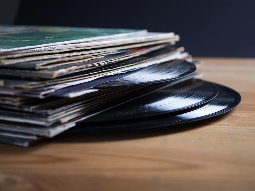 Schallplatten, Musik-, Jahrgang, Vinyl, Aufzeichnungen, retro, Nostalgie, Audio-, Aufzeichnung, Haufen