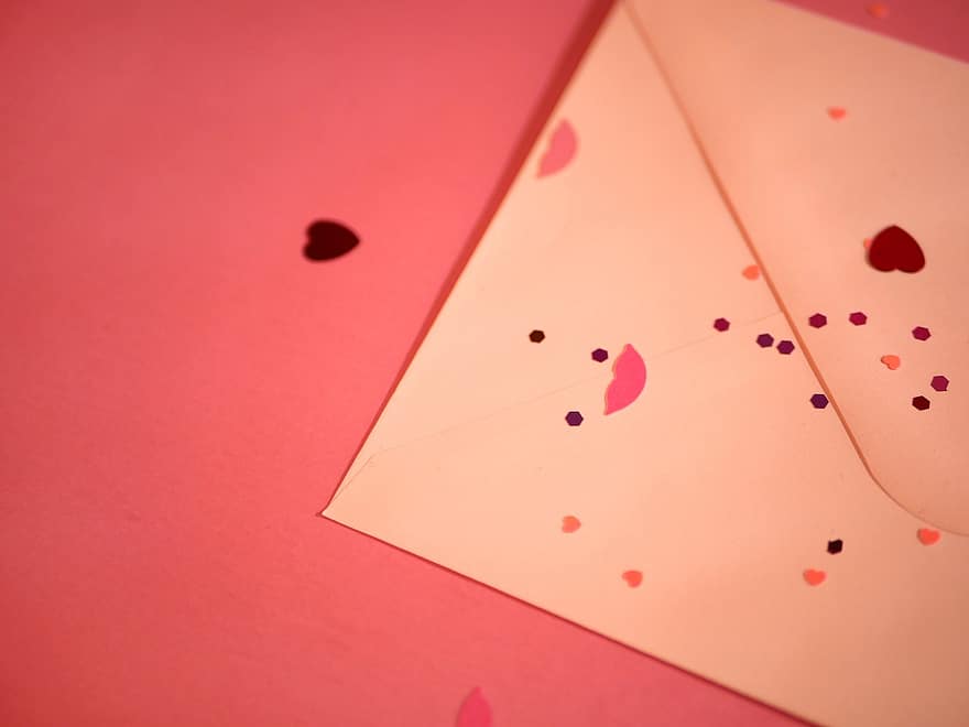 Love, Letter, Stationery, Lips, Hearts, Valentine's, Glitter, Delivery