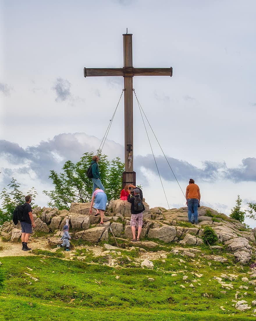 Gipfelkreuz, Kreuz, Gipfel, Berg, Natur, Panorama