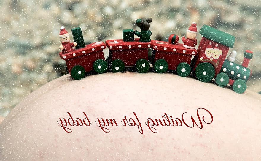 حامل ، معدة ، قطار ، أحمر ، عيد الميلاد