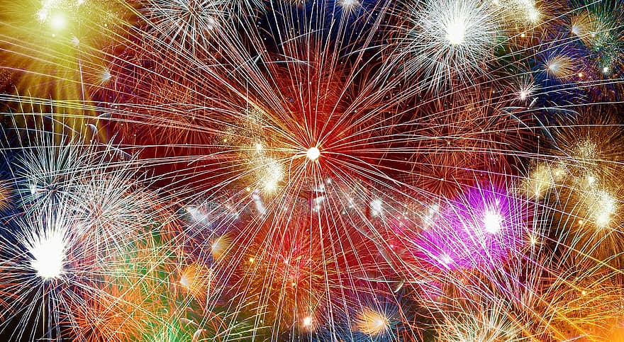 fogos de artifício, Véspera de Ano Novo, pirotecnia, silvestre, colorida