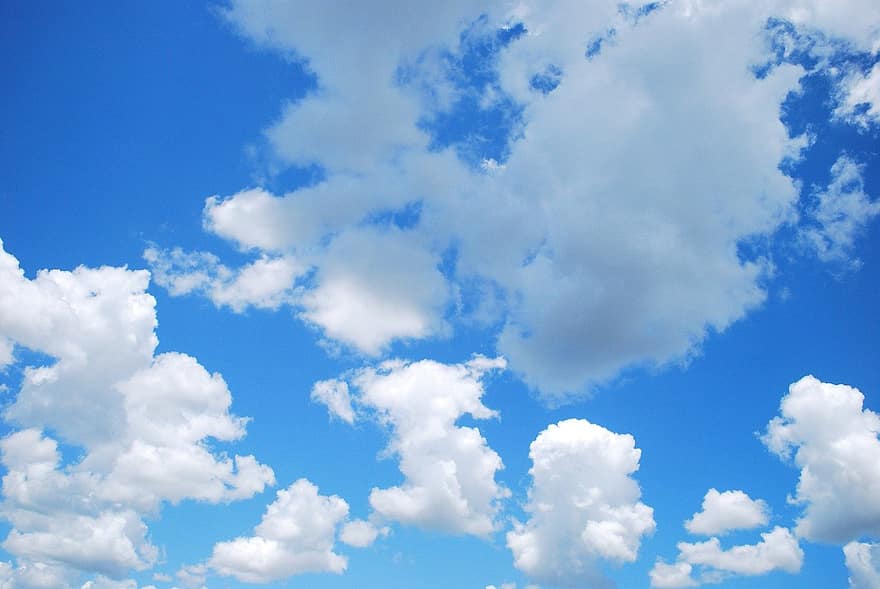 pilviä, taivas, kumpupilvi, aurinkoinen, cloudscape, sininen, päivä, pilvi, sää, kesä, taustat