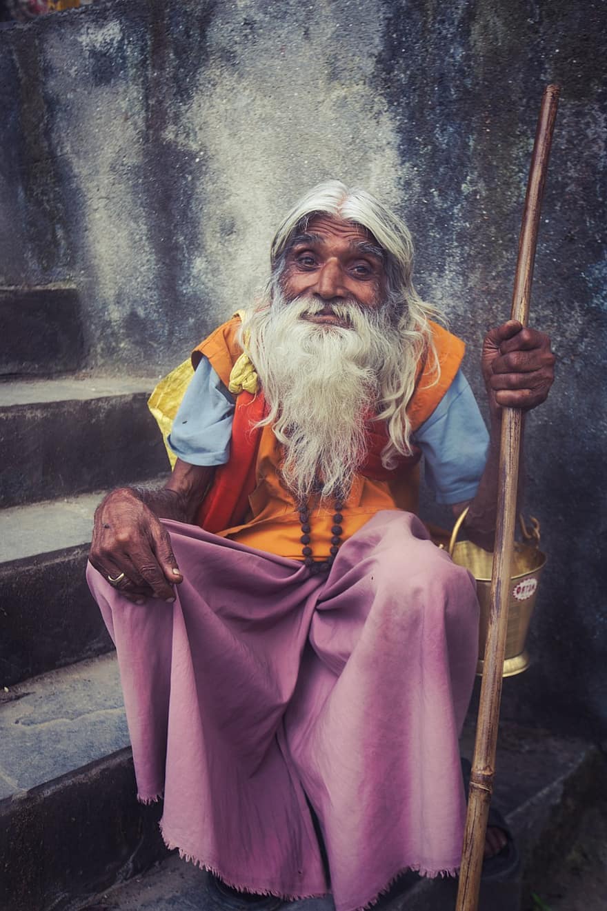 хора, портрет, религия, садху, Непал