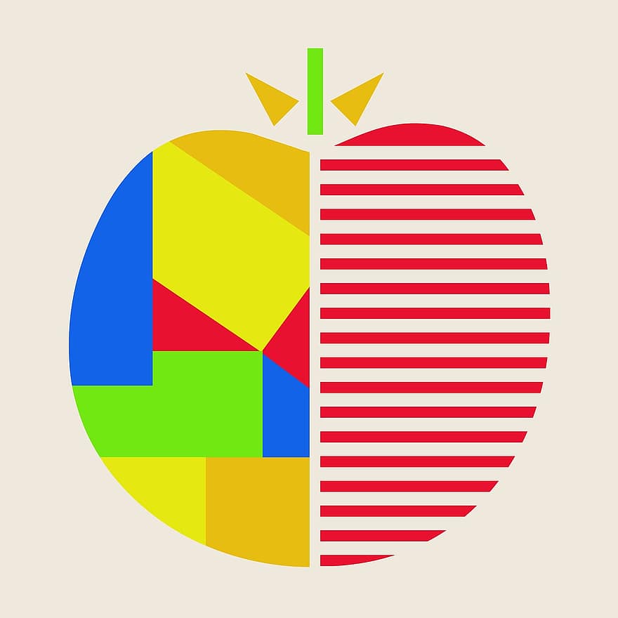 jabłko, abstrakcyjny, sztuka, logo, wzór, projekt, kolorowy, Fantazja, owoc