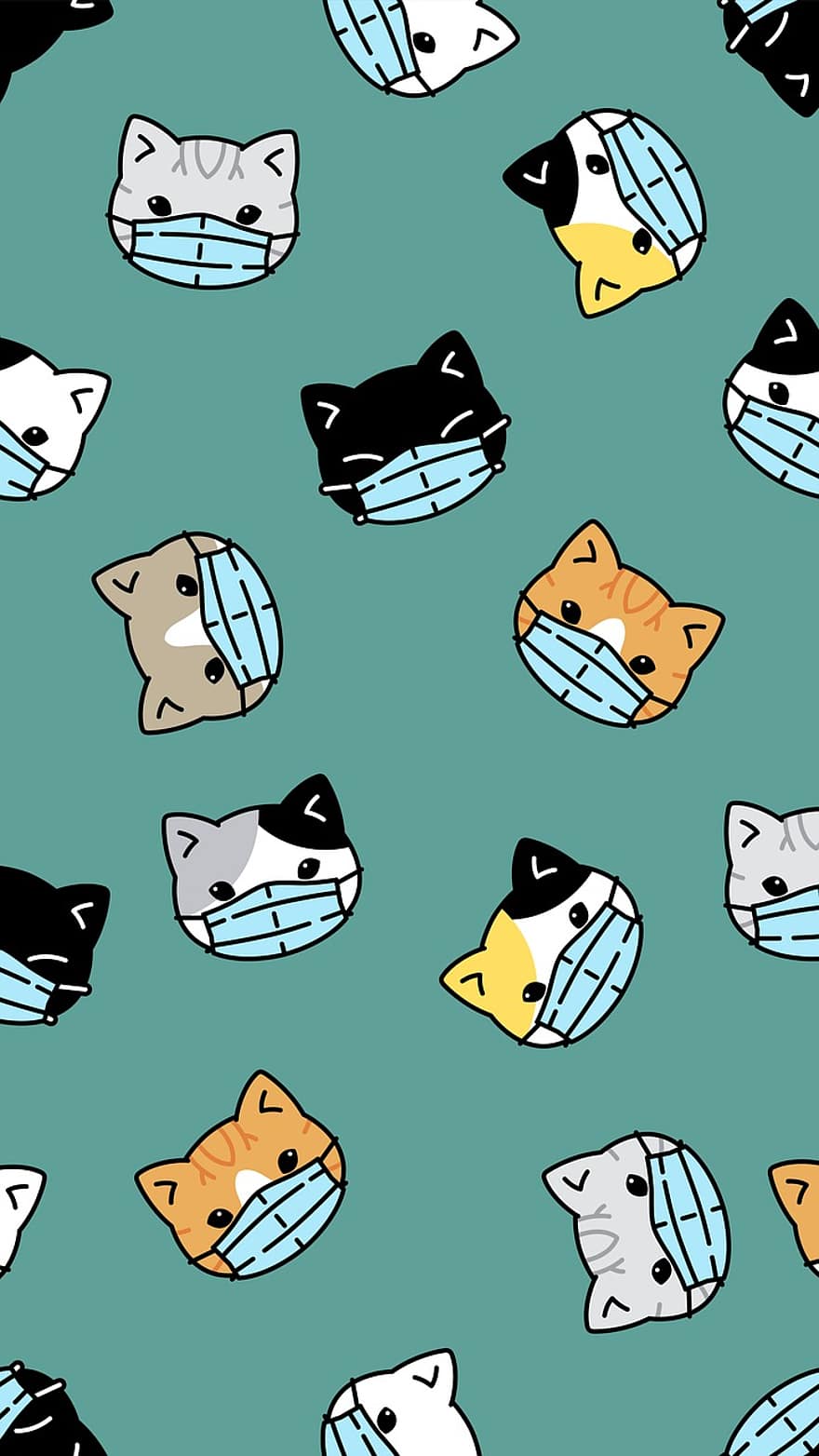 kočky, koťata, obličejová maska, koronavirus, obličejové utěrky, roztomilý, tapeta na zeď