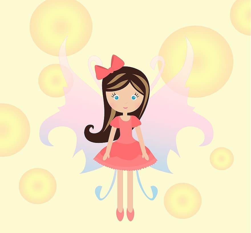 Doll, Bubbles, Wings, Fairy, Baby Girl, Cartoon, Children's, Cute