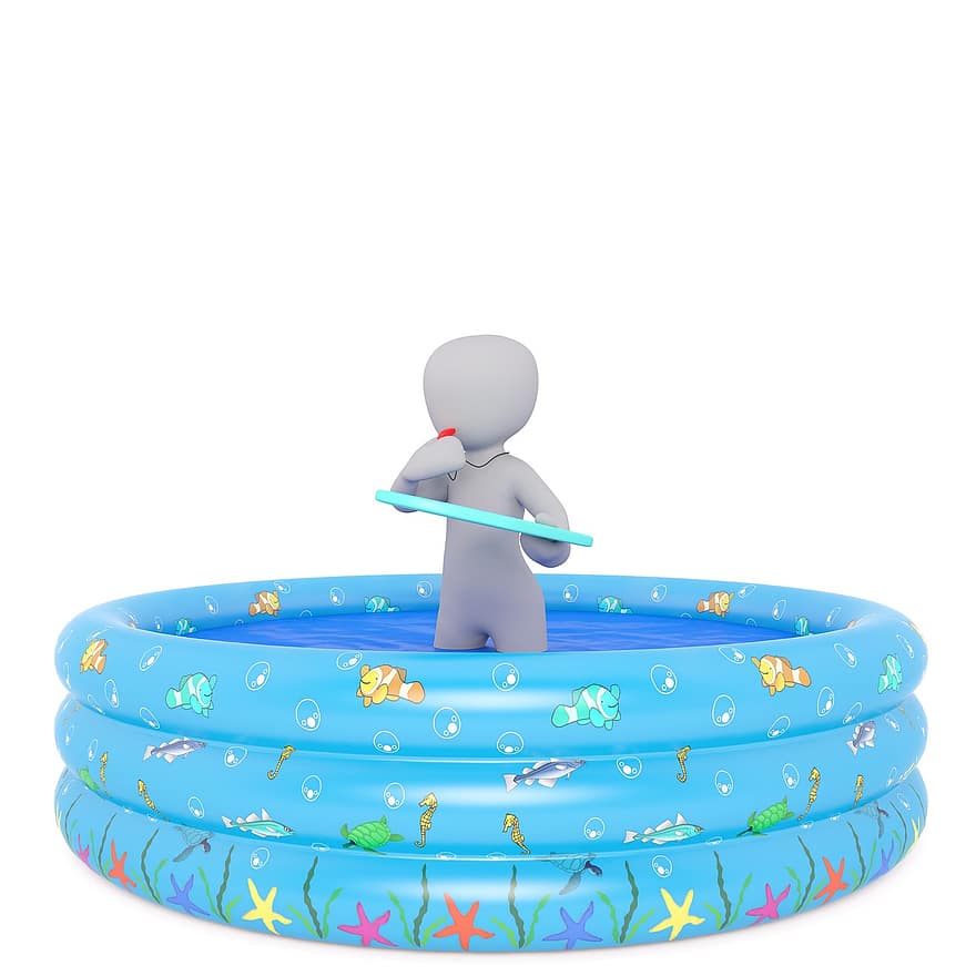 White Male, 3d Model, Isolated, 3d, Model, Full Body, White, Swimming Pool, Paddling Pool, Rubber Wading, Water