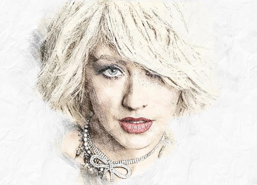 moteris, Moteris, žmogus, asmuo, veidas, portretas, dainininkė, Christina Aguilera, menininkas, skaitmeninis manipuliavimas