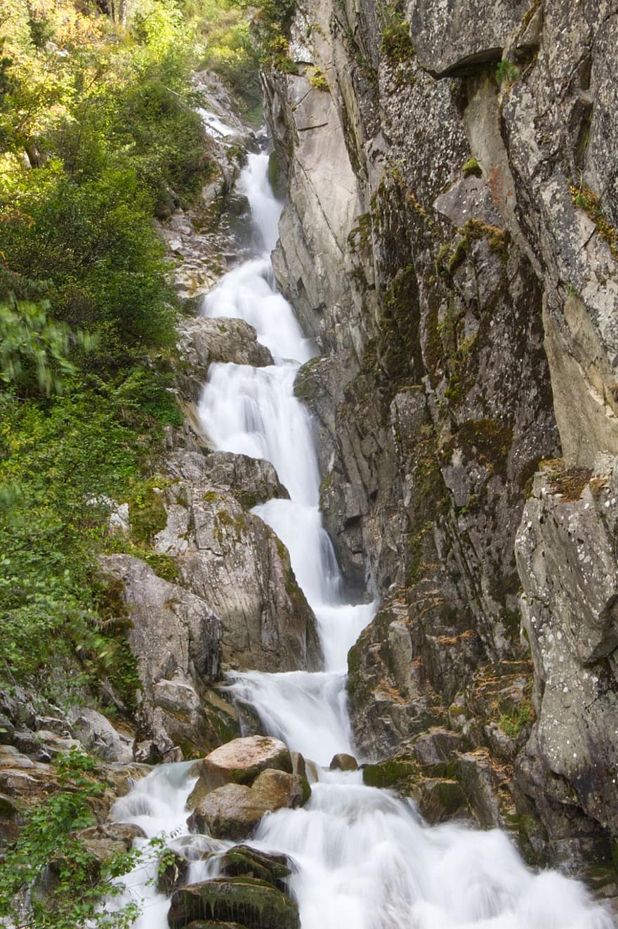 cascata, montagna, Austria, fiume, acqua, paesaggio, roccia, foresta, fluente, colore verde, freschezza
