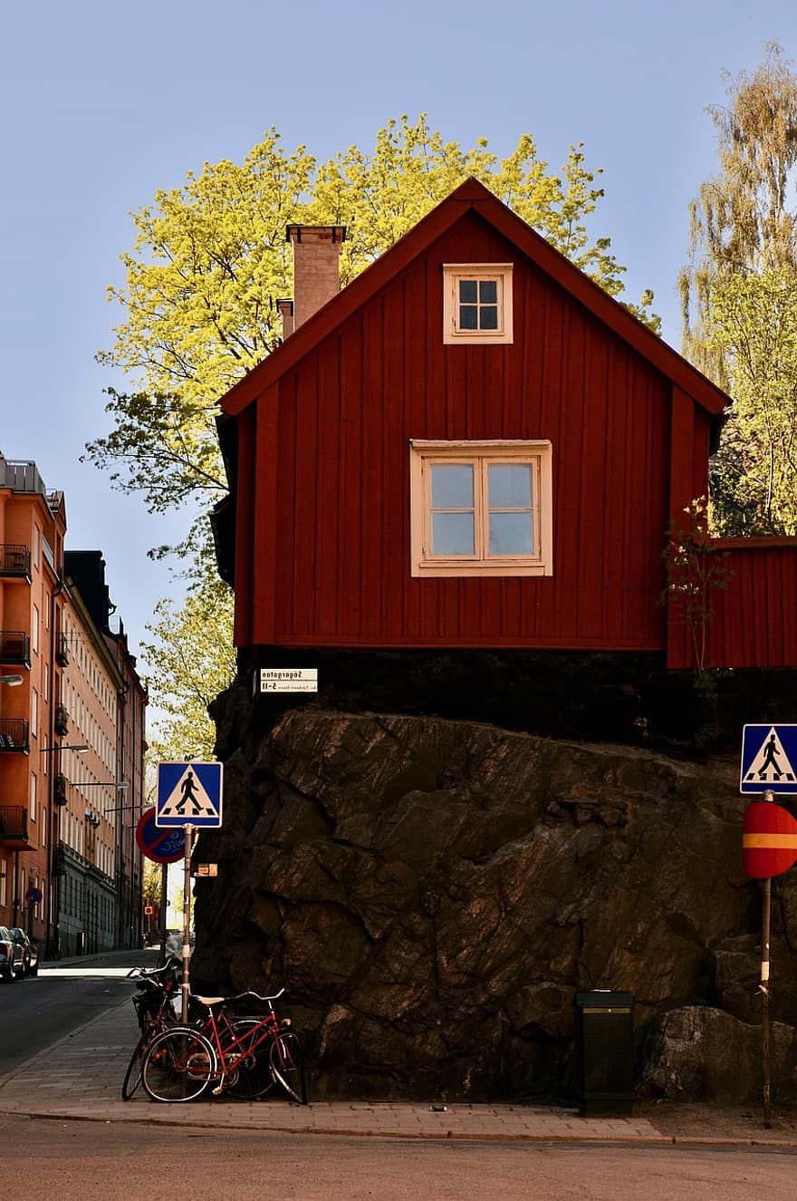 ستوكهولم ، السويد ، مدينة ، الحضاري ، سيتي سكيب ، البنايات ، منزل ، مظهر زائف