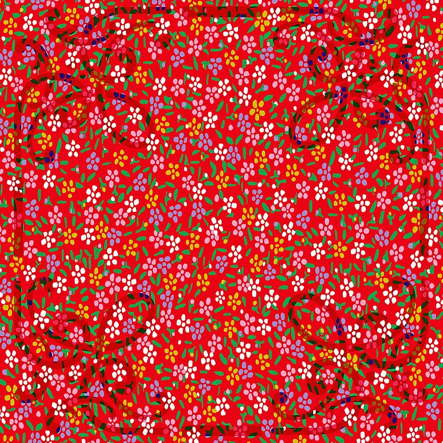 Japanse bloemenachtergrond, bloem patroon, rood, Kimonostof, plakboek, Azië, naadloos, zeshoek, vriendschap, Japan, wijnoogst