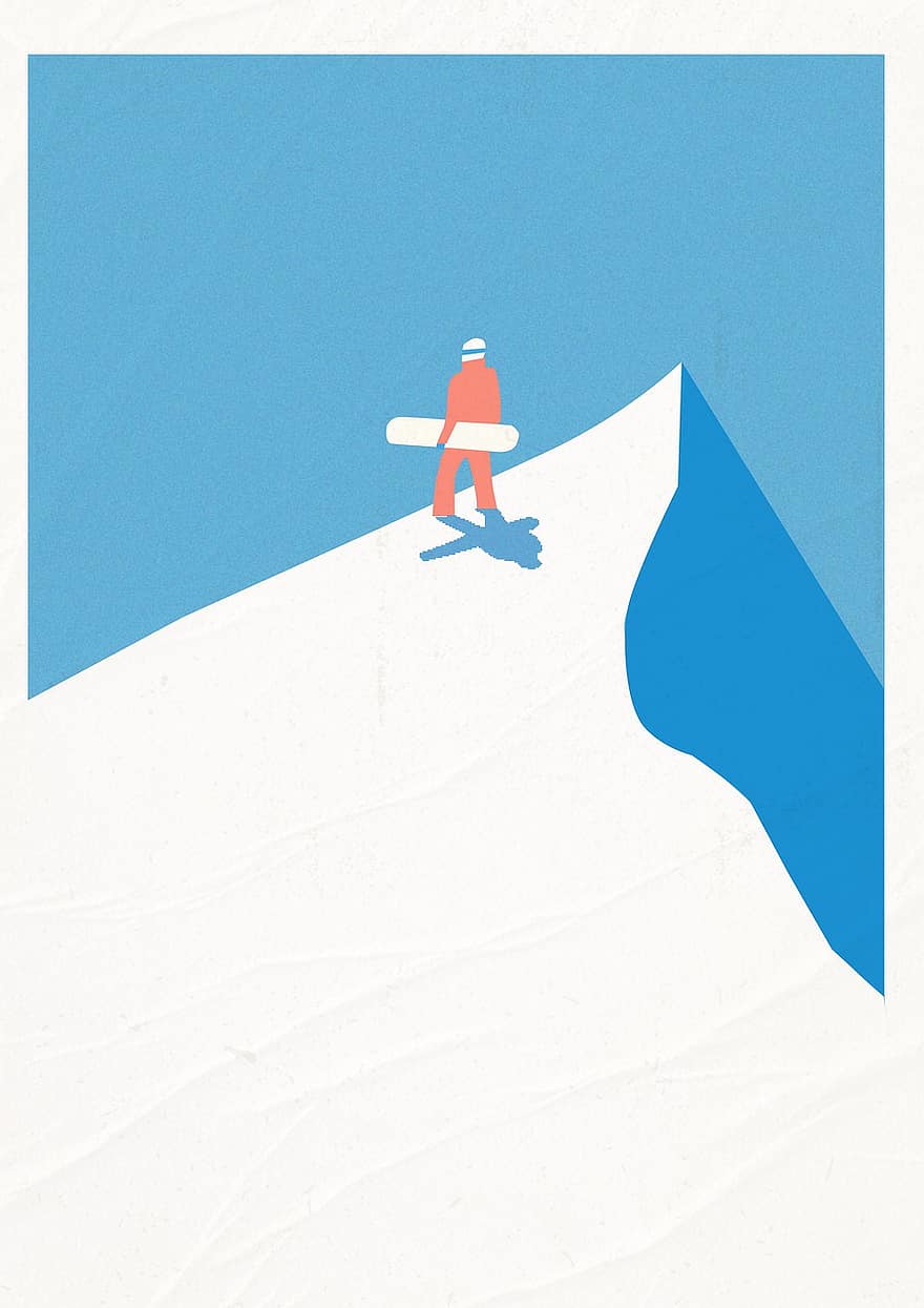 homme, les montagnes, neige, le snowboard, hiver, personnes, la nature, sport, illustration, Hommes, Montagne