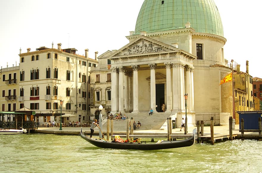 Wenecja, kanał grande, architektura, gondola, Włochy, Miasto, podróżować