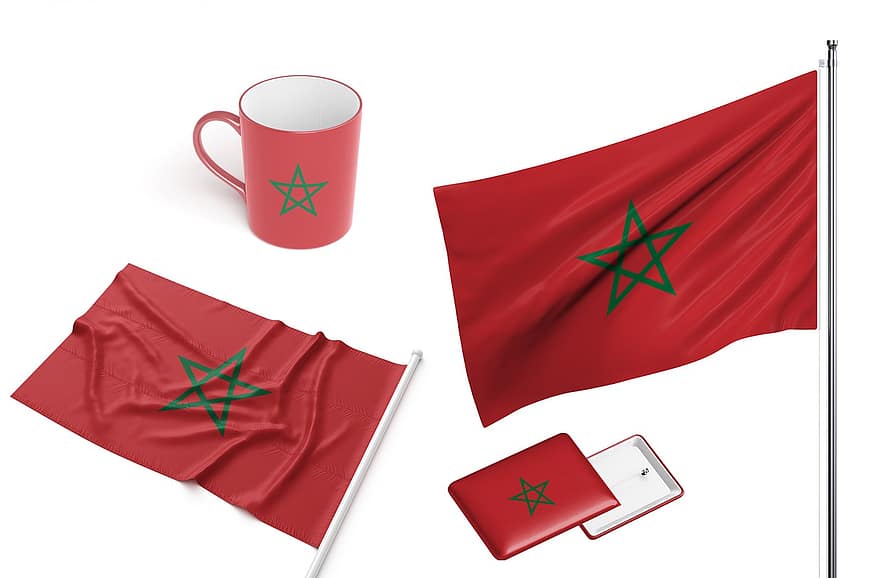 země, vlajka, marocký, národní, symbol