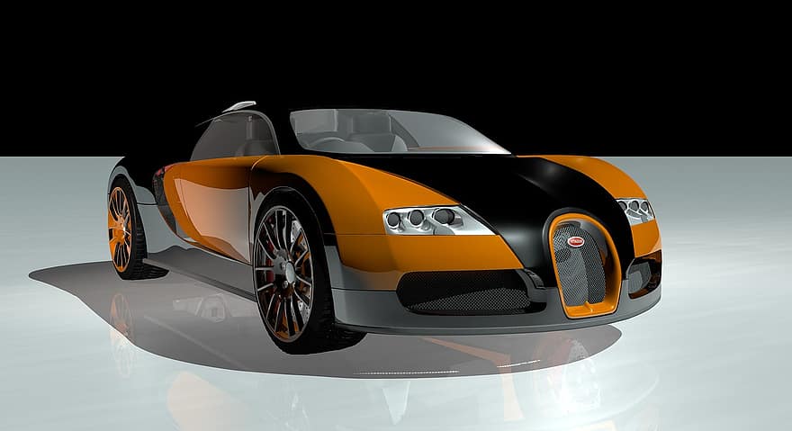 Bugatti, Veyron, automobil, auto, bolide, prototype, rendering, struktur, 3d