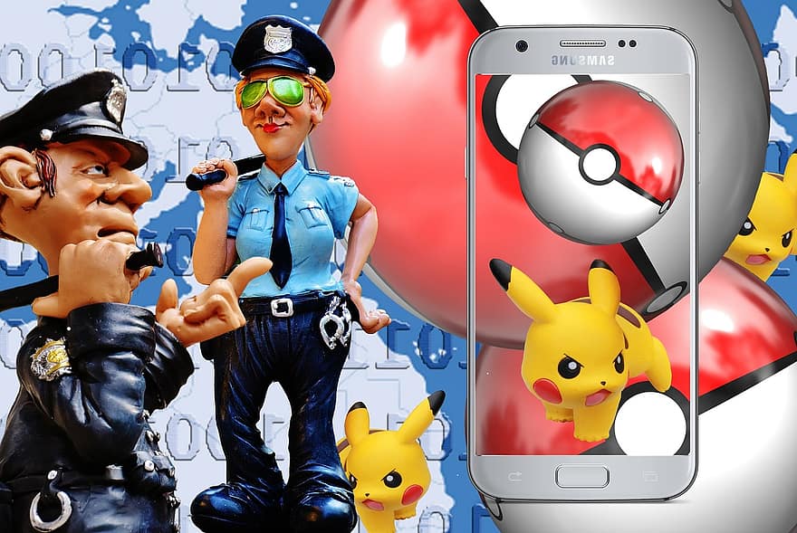 Games, Internet, Pokemon, Catch, Go, Smartphone, App, Caution, Protection, Police