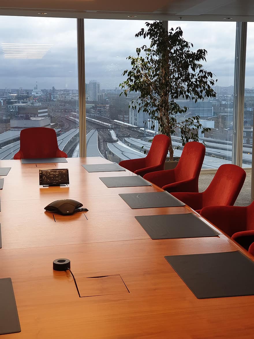 bestyrelseslokale, London, kontor, mødelokale, møde, bord, konferencerum, plads