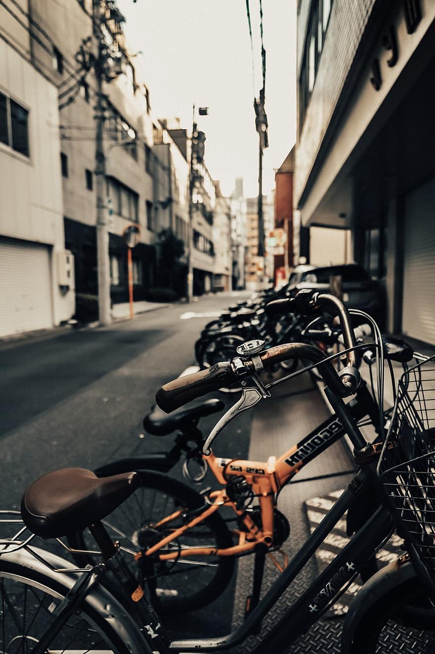 bicicletes, carrer, vintage, al matí, resum, transport, bicicleta, vida de ciutat, mode de transport, arquitectura, trànsit
