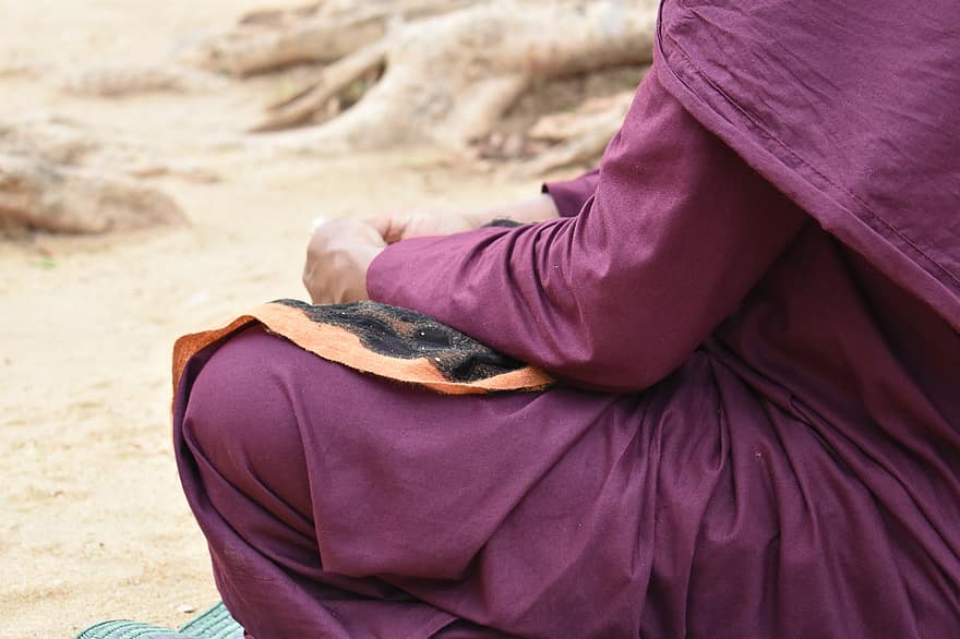медитация, буддизм, буддист, монахиня, монах, халат, обдумывать, молитва