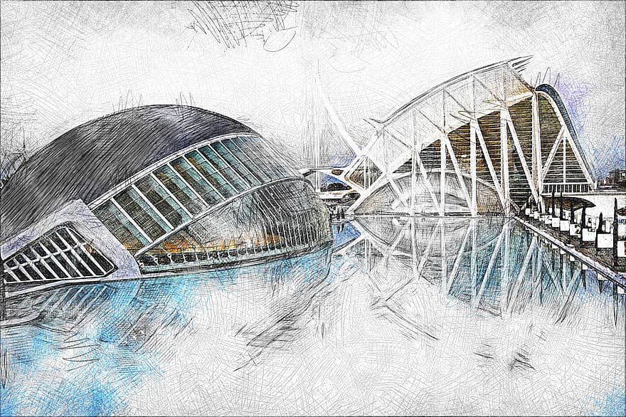 ngành kiến ​​trúc, Valencia, khoa học thành phố, khoa học, nghệ thuật, calatrava, hiện đại, tây ban nha, tương lai, xây dựng, thiết kế