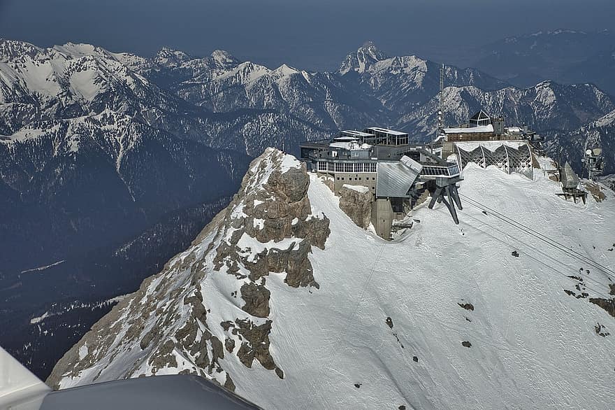 Zugspitze, bergen, winter, landschap, natuur, sneeuw, Alpen, berg-, bergtop, ijs-, sport