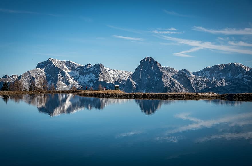 Lac, réflexion, les montagnes, eau, réflexion de l'eau, alpin, Alpes, chaîne de montagnes, paysage, campagne, la nature