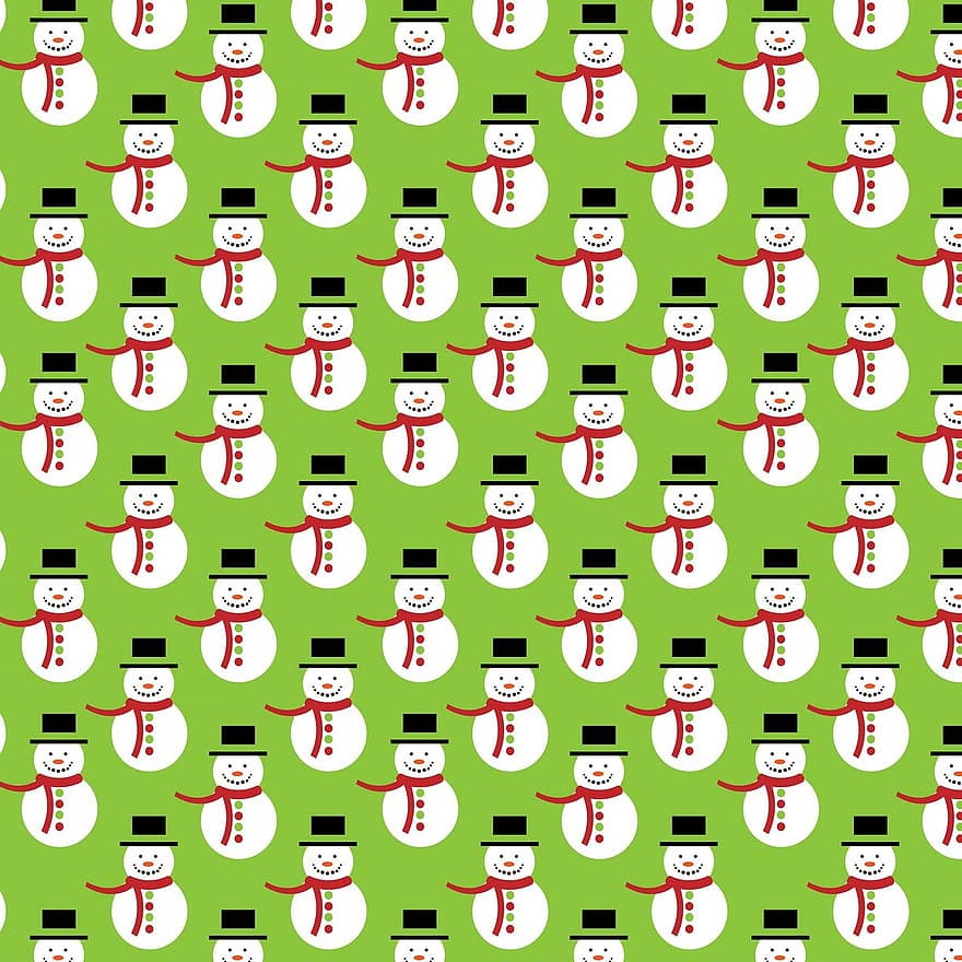 Christmas, Snowman, Green, Background, Paper, Seamless, Wrapping Paper, Xmas, Art, Design, Pattern