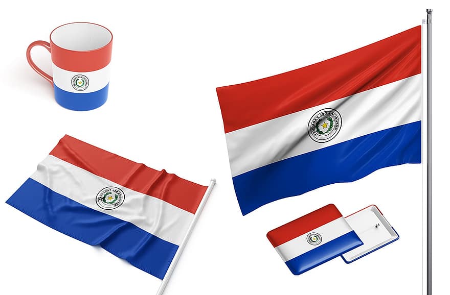 land, vlag, Paraguay, nationaal, symbool