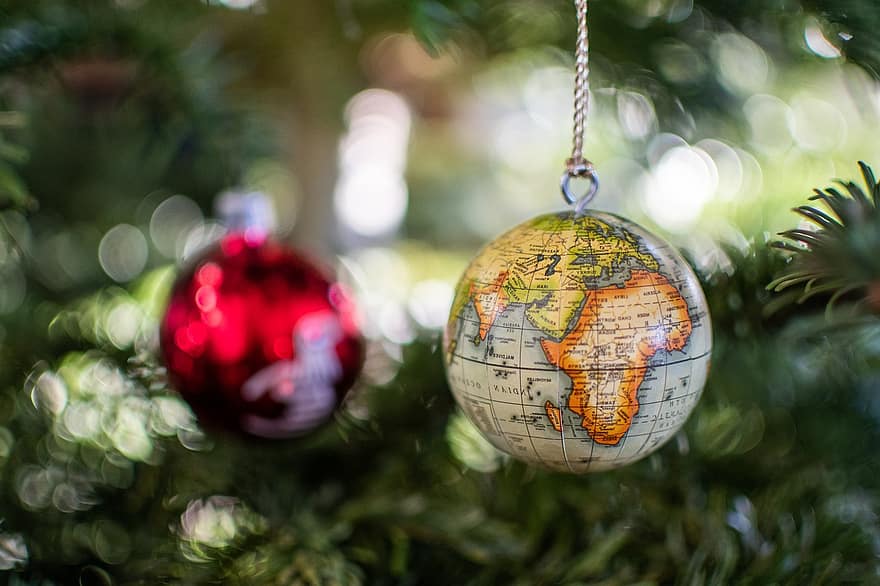 maapallo, joulukuusi, koriste, ornamentti, teema, loma-, kausi, pallo, lähikuva, vihreä väri, planeetta