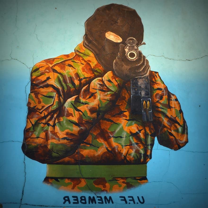 mural, violencia, Irlanda del Norte, pistola, militar