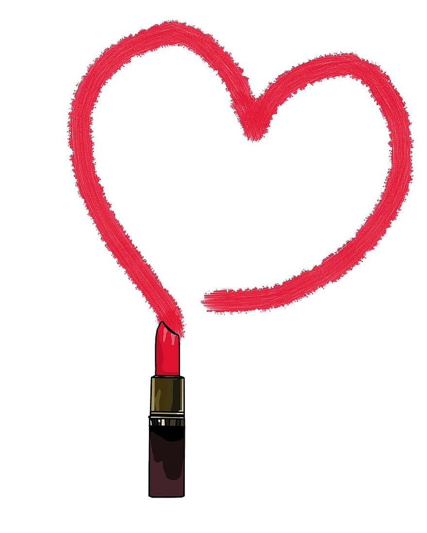 Pink, Heart, Lipstick, Drawn, Message, Note, Valentine